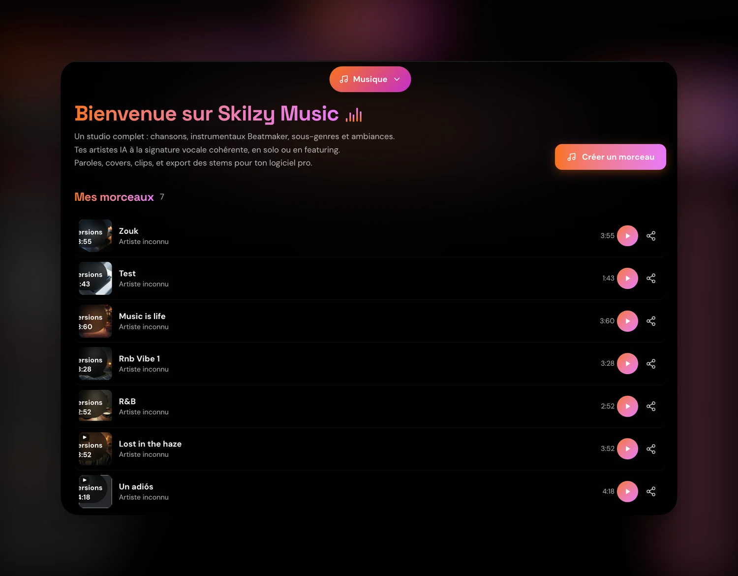 Fais ta playlist, partage-la partout